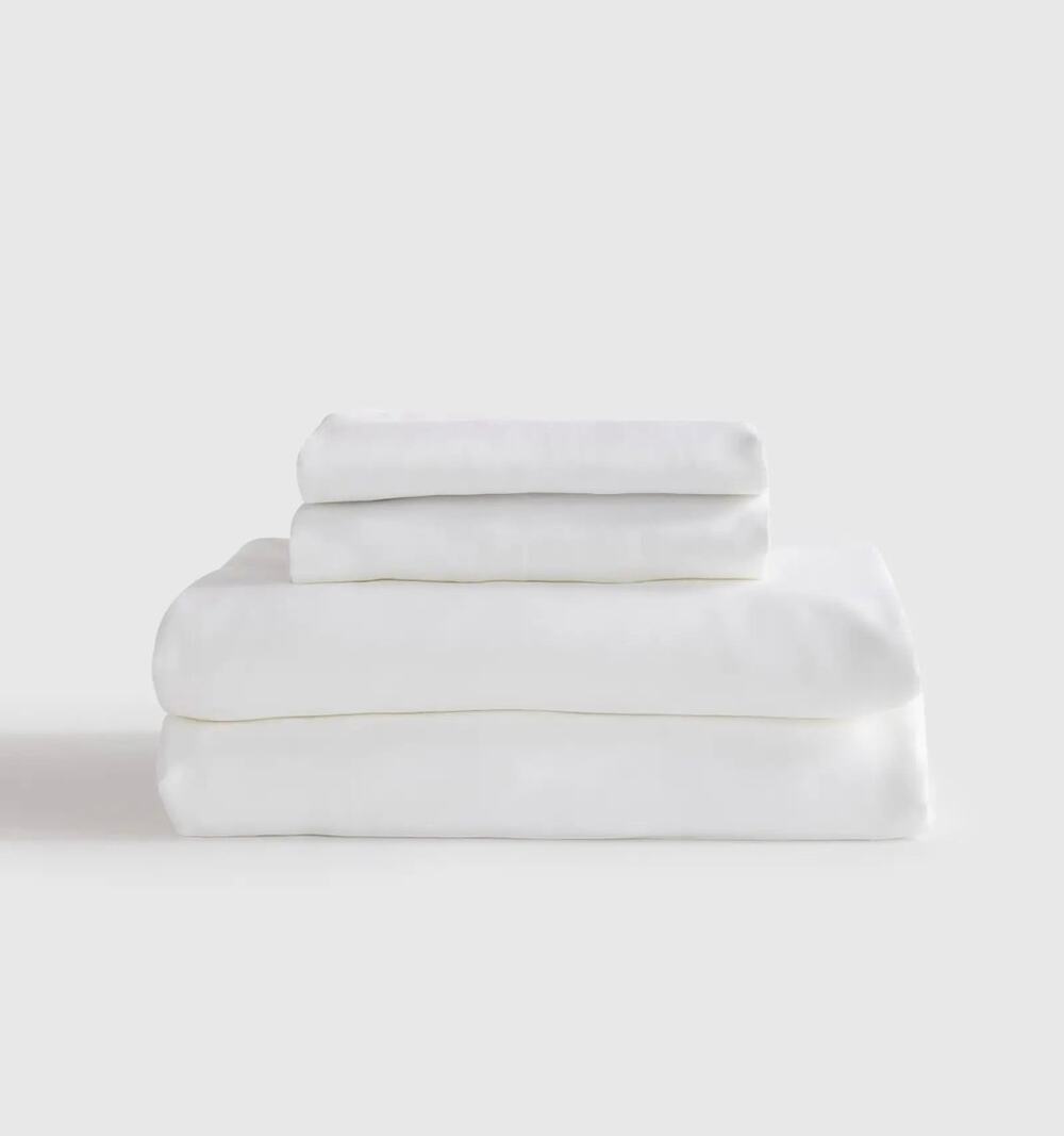 New Quince Organic Bamboo Viscose Sheet Set 4pc King w/ 2 Shams White $144 MSRP